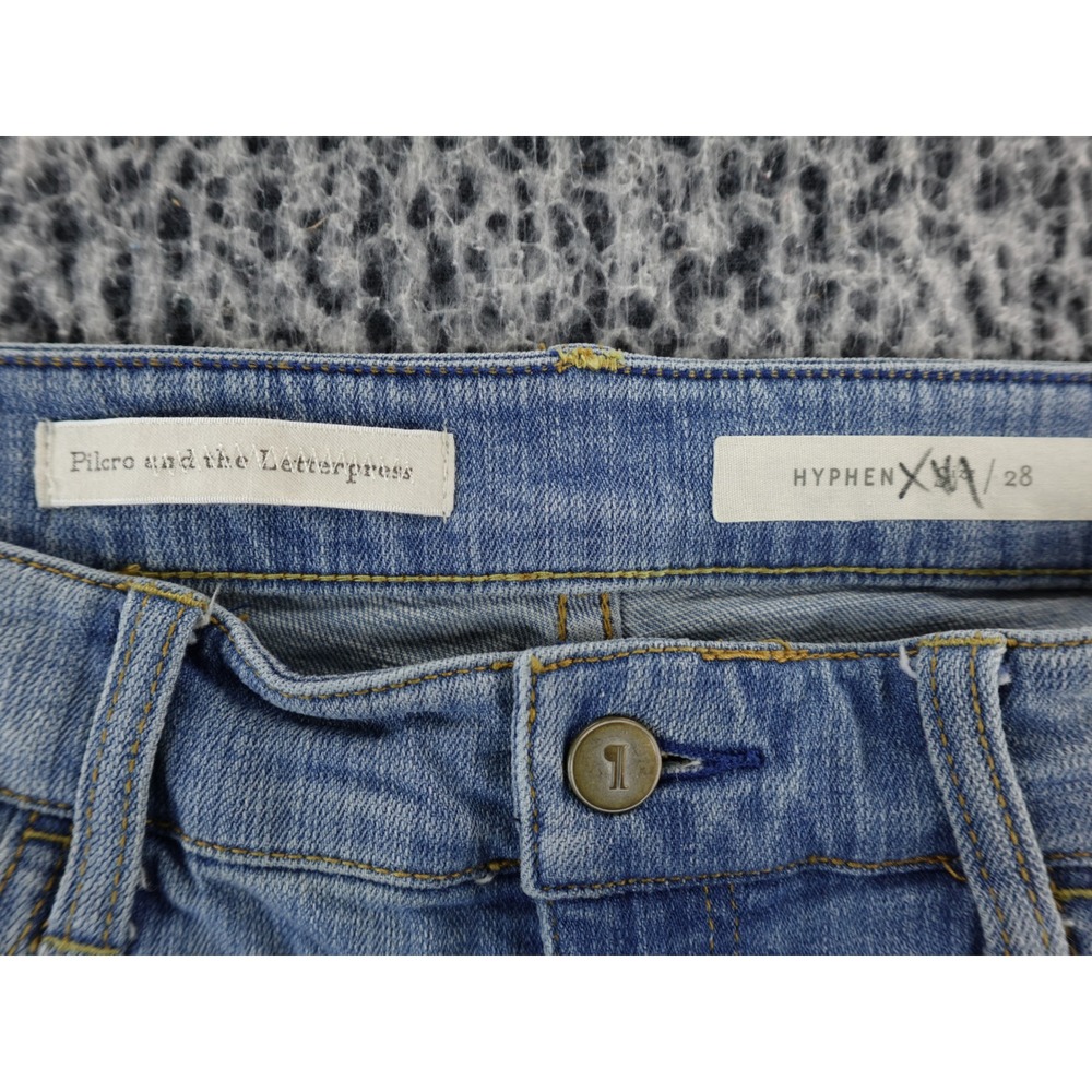 Pilcro‎ Hyphen 28 Womens Light Wash Embroidered Flower Skinny Jeans Size 28 - Picture 11 of 15